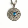 Hip Hop Altes Ägypten Runde Schmuckstücke Collares Goldfarbe Edelstahlkette Ägyptisches Auge des Horus Halsketten & Anhänger