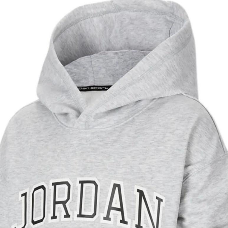 Jordan Sweatshirt Sport Casual Sports Soft Fleece Lined Hood Light Heather Gray Teenagers Kids' HV1597-063