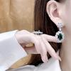 Luxuriöse Grüne Edelsteinblumen Schmucksets Mode Und Funkelnd Voll Mit Diamanten Hochzeit Verlobung Ohrringe Ring Halsketten