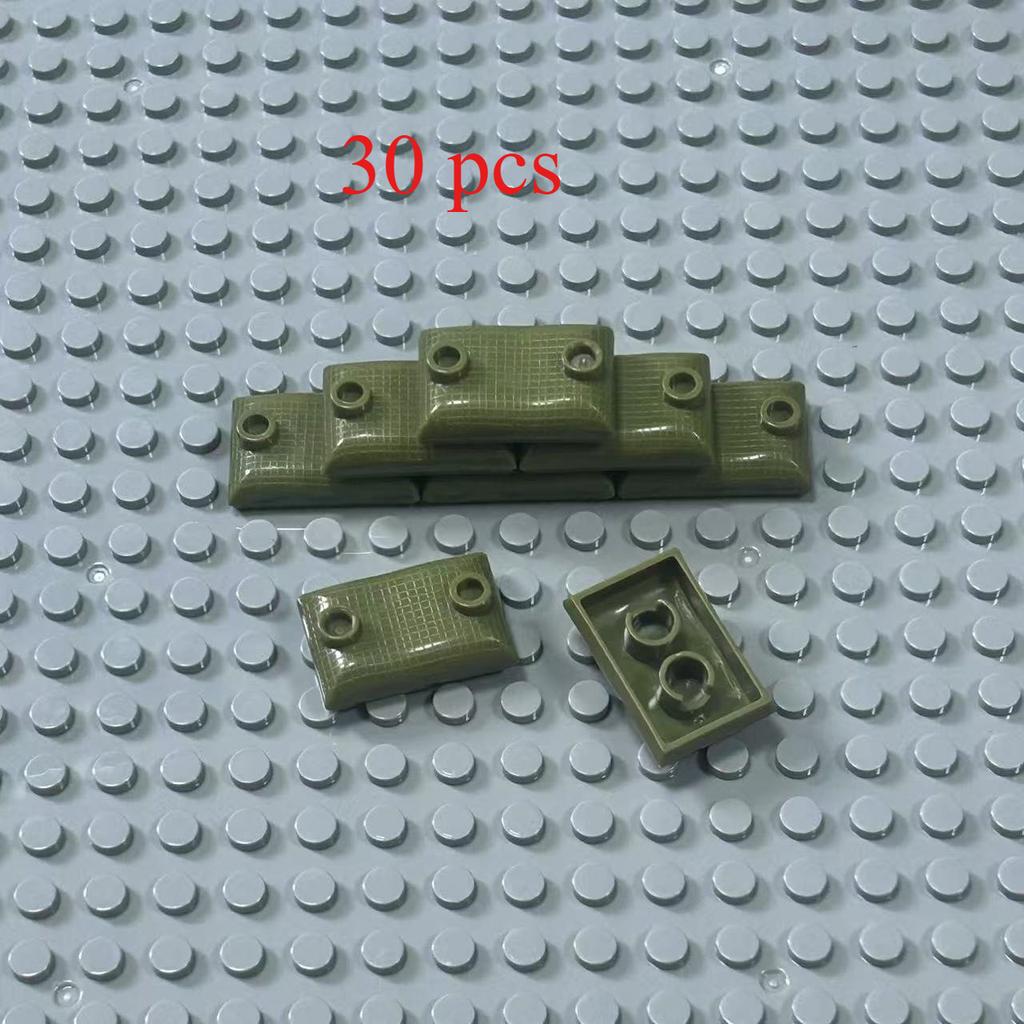 Mattoncini, sacchi di sabbia militari con piccole particelle, bunker, ostacoli e accessori per scene di trincea.