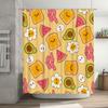 Kawaii Breakfast Shower Curtain with Avocado Toast Design for Bathroom Decor Yellow White Pattern Free Shipping