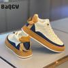 Scarpe Casual da Uomo alla Moda Primavera Autunno Contrasto di Colore Rialzate Scarpe da Skateboard con Fasce alla Moda Stivali da Esterno di Alta Qualità Stile Britannico