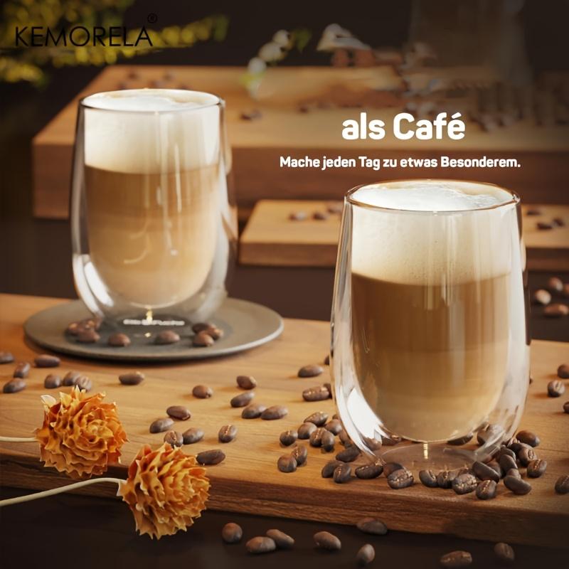 KEMORELA 2/4PCS Double Cup Latte Macchiato Glass For Coffee Cup Latte Ice Cream American Coffee Juice Beer Restaurant Drinkware
