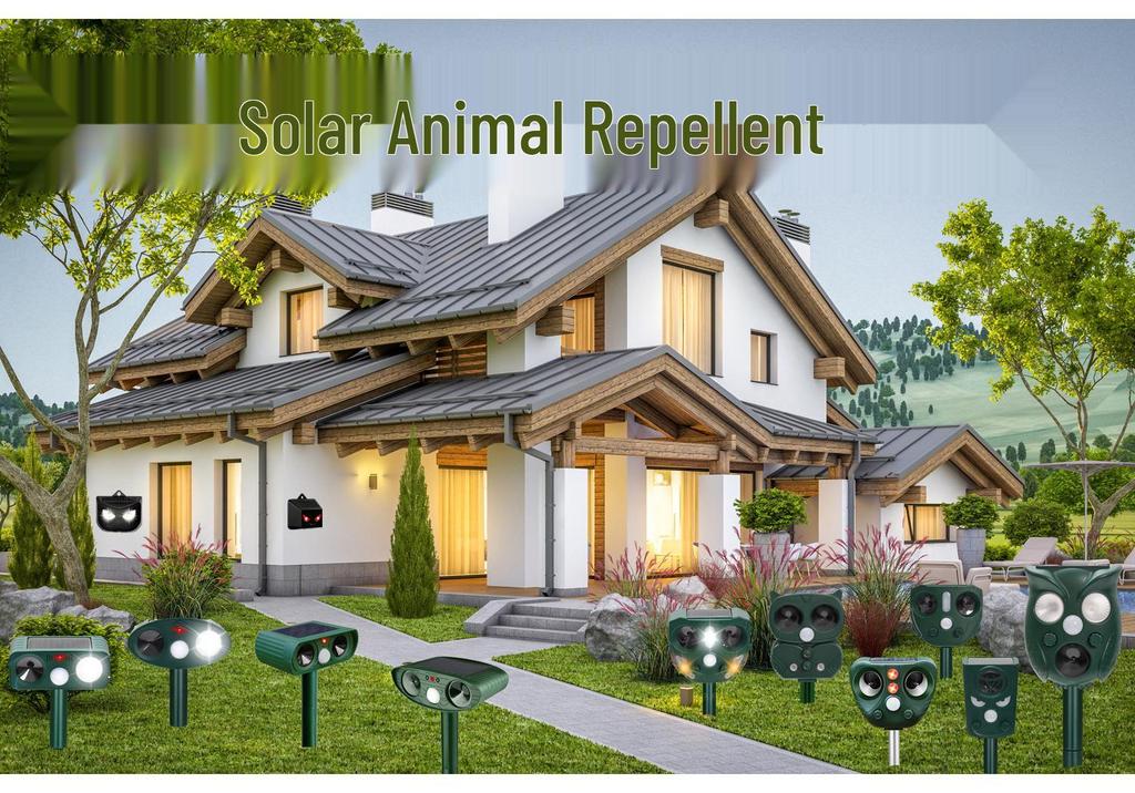 Solar Ultrasonic Animal Repeller with Infrared Sensor