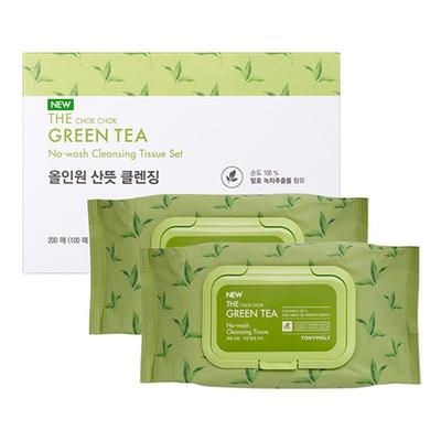 Tony Moly The Moist Green Tea No-Wash Reinigungstuch-Set, 100 Tücher, 2 Stück