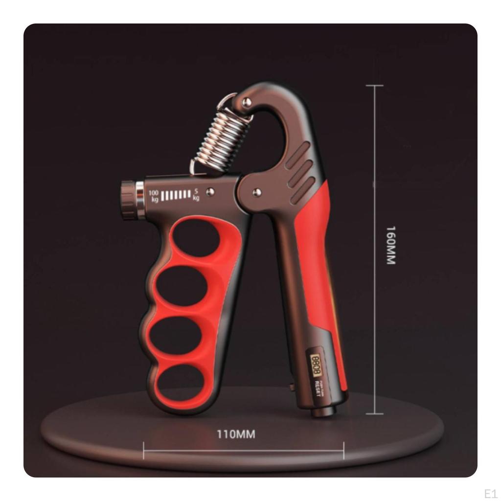 Hand Grip Strengthener Mechanical Counter Adjustable Gripper Finger Grooves Forearm Strength