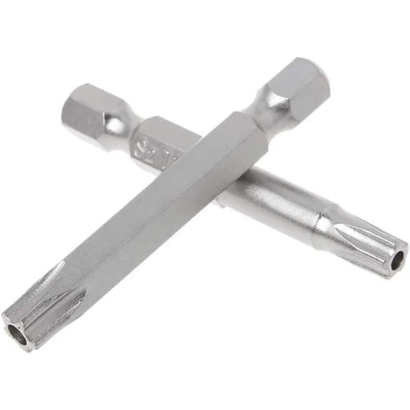 Set of 7 Nickel-Plated 5-Star Bits with Holes 50mm Long Star Bit Screwdriver Bits Made of S2 Material Tamper-Resistant Star Bits