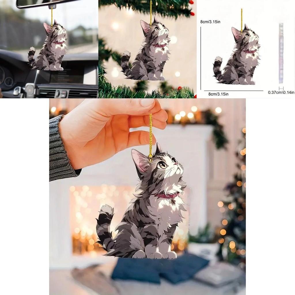 Adorable Acrylic Cat Pendant For Car Interior Decoration Cute Cartoon Style