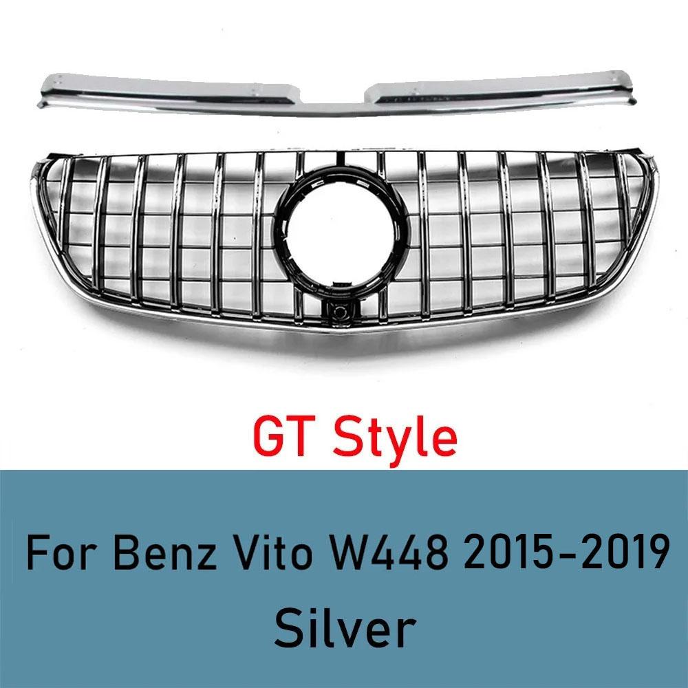 Für Mercedes V-Klasse W447 W448 2015-2019 V250 V260 Sport Kühlergrill Gitter Glänzend Schwarz ABS Stoßstangengrill Autozubehör