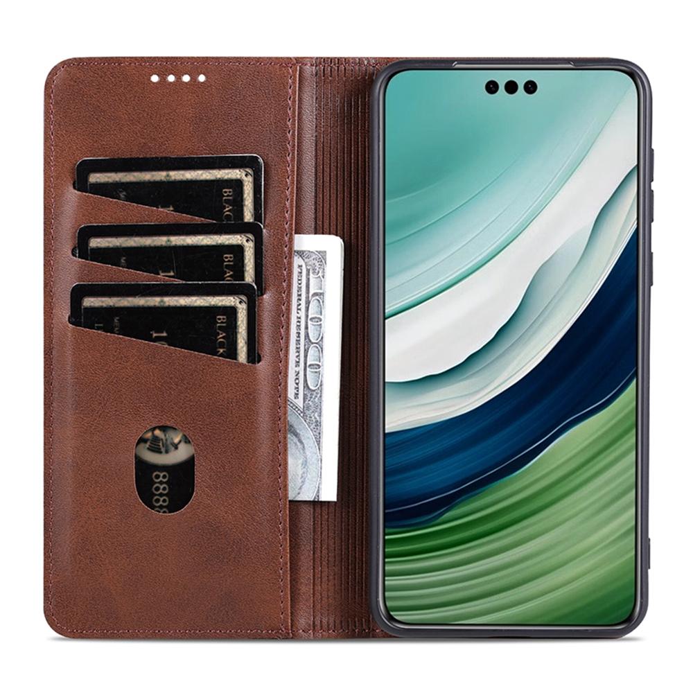 

AZNS For Huawei nova 14 Pro 5G Case Cowhide Texture PU Leather Wallet Phone Cover Coffee