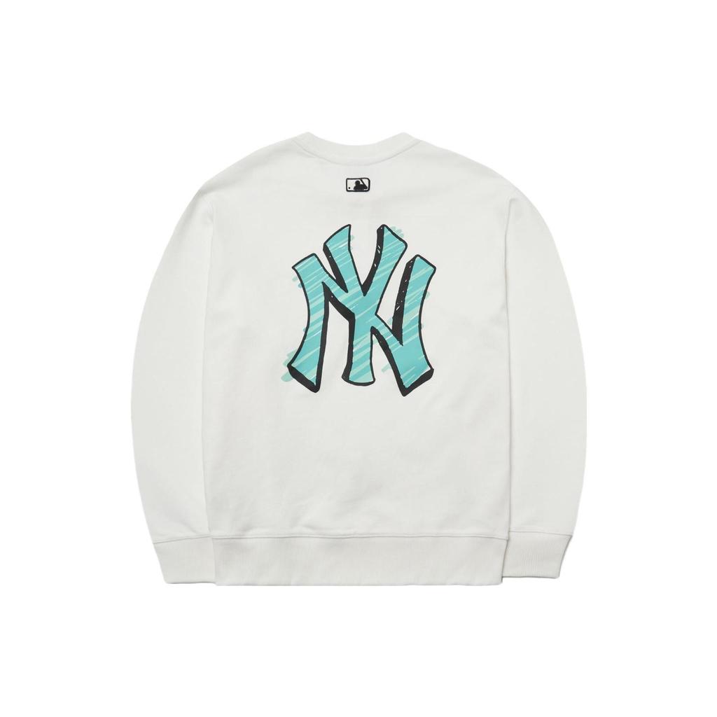 MLB Base Logo Sweatshirts Unisex White Crew Neck Moderate Regular 3AMTB0121-50WHS