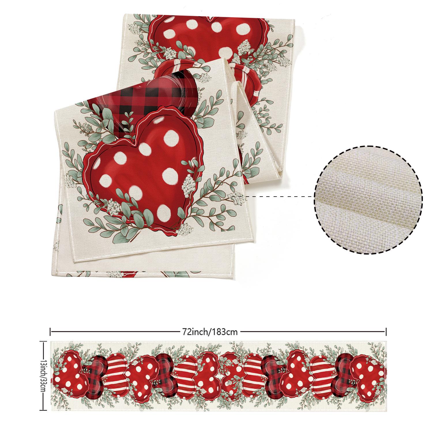 Настольный флаг День святого Валентина Любовь Украшение дома Скатерть Скатерть льняной — фото 3