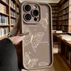 Beige Butterfly Line Art Phone Case for iPhone 17 16 15 14 13 12 11 Pro Max Plus Anti Scratch, Gel Flexible Protective