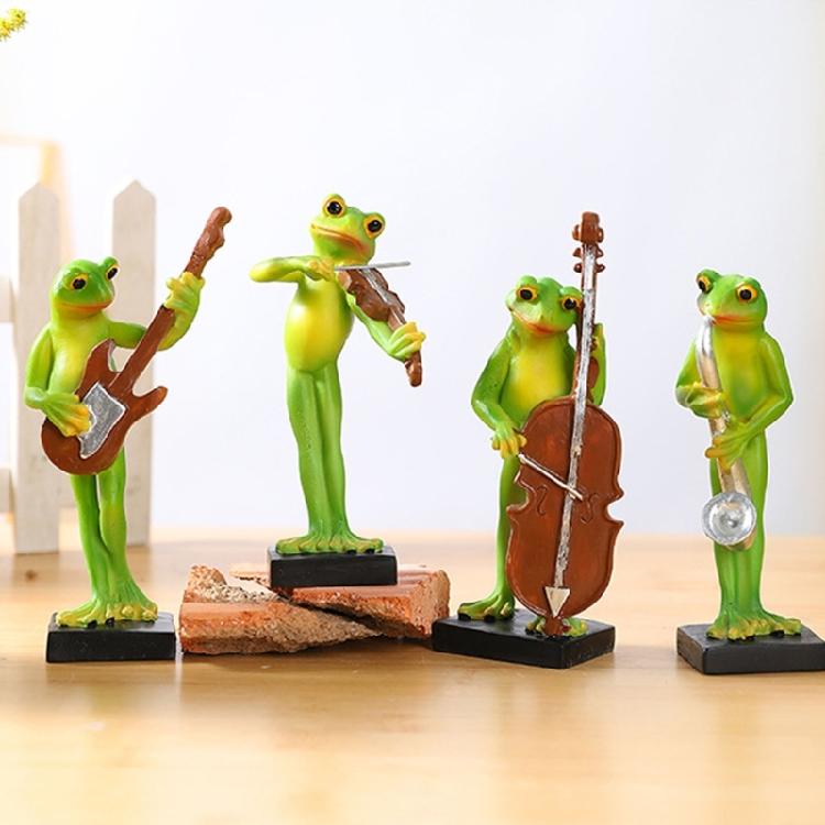 Creative Resins Musician Frogs Statue Figurine for Indoor or Outdoor Decoration Home Office Desktop Shelves Ornament