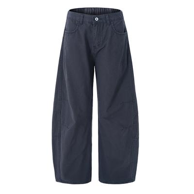 Pantalon Décontracté Machette Plissé Lavé pour Hommes et Femmes Ample Droit Street Joker Salopette.