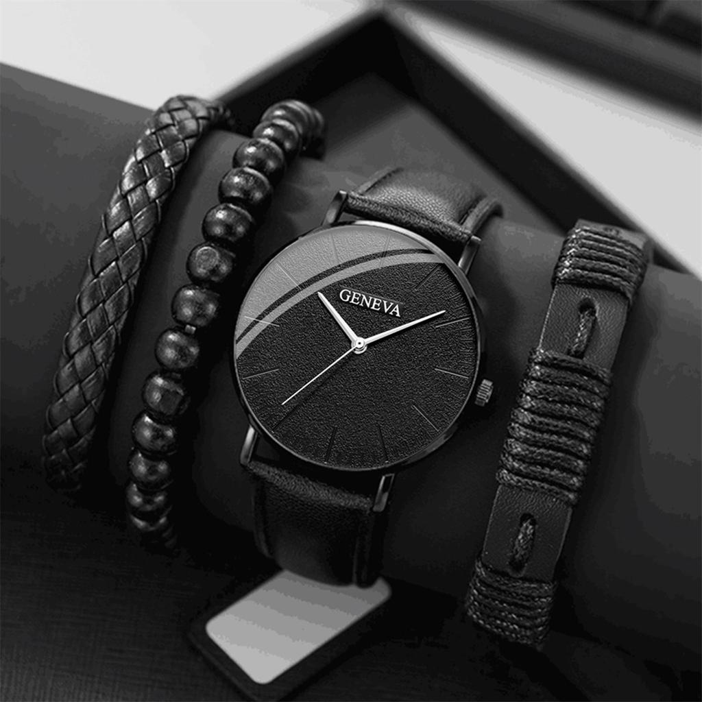 Men's Casual Business Quartz Watch Set, Watch Accessory Set