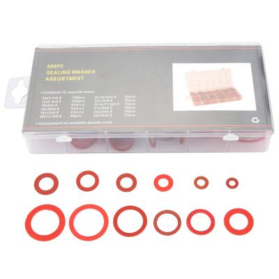 Kit 600 Pezzi 12 Misure Rondelle Piane in Acciaio Rosso Fibra di Carta Rondella Isolante Set Assortito con Scatola