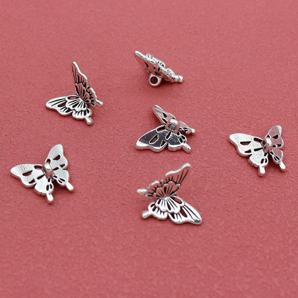 10PCS Silver Butterfly Accessories DIY- Necklace Pendant, Bracelet Bead Decoration, Party Jewelry Decoration Gift