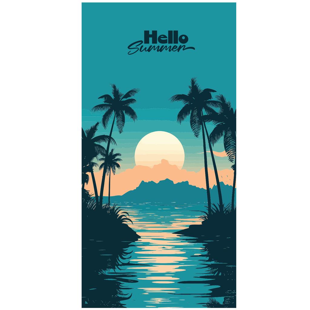 Coconut tree beach towel quick-drying sports large towel bath towel water absorption