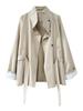 Luxi Women's 2024 Autumn Slimming Trench Coat with Stand Collar & Drawstring