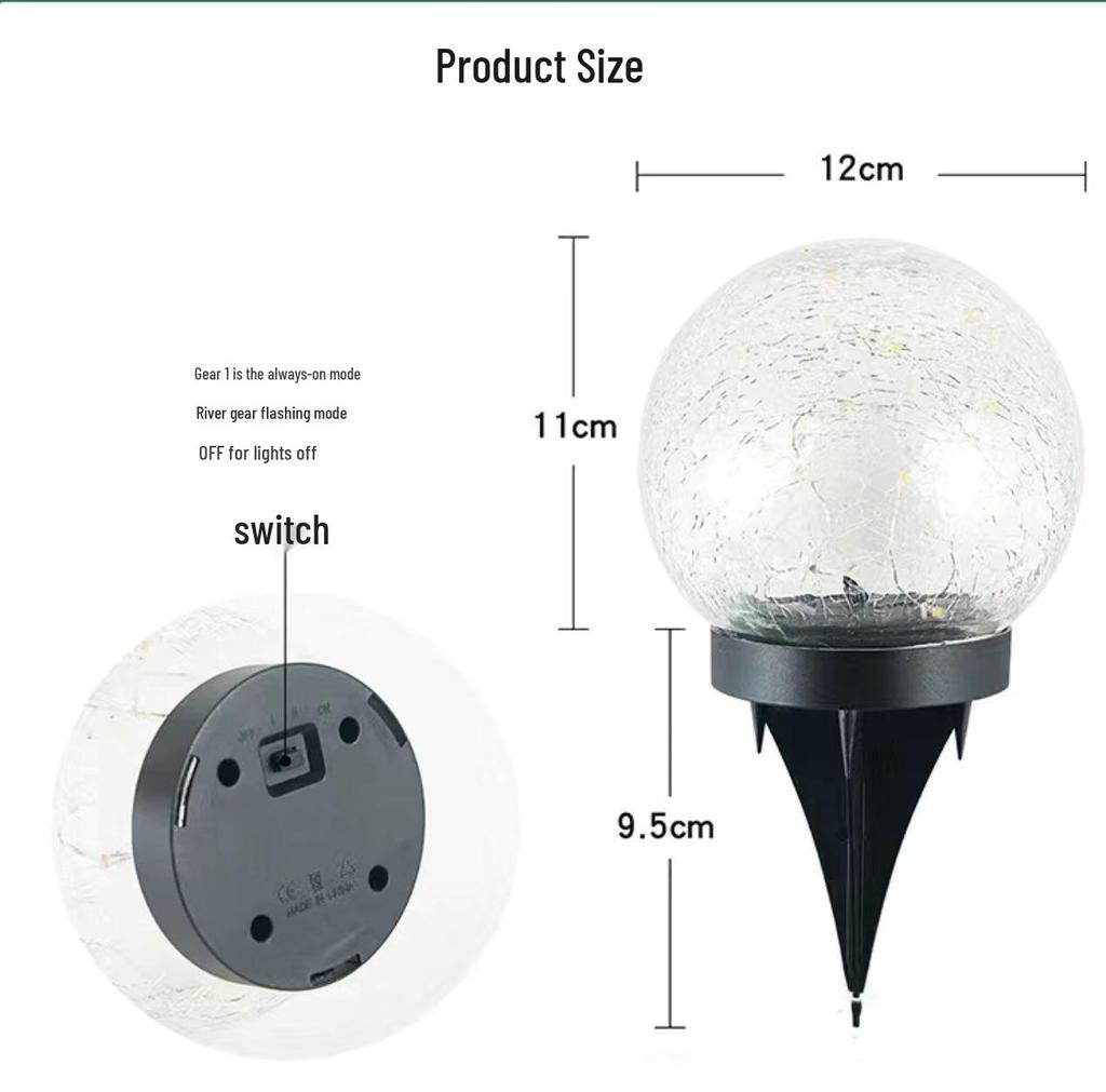 Solar Crackle Glass Stake Light - Outdoor Hanging Courtyard Decoration, Creative Mason Jar Light for Christmas