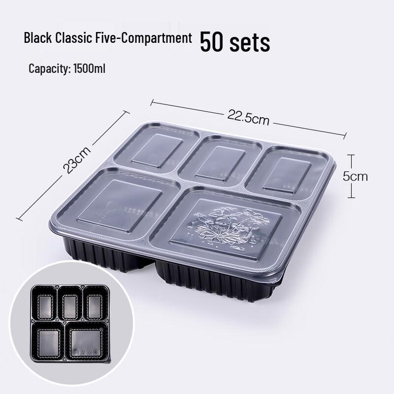 WS Microwavable 5-Compartment Disposable Food Container