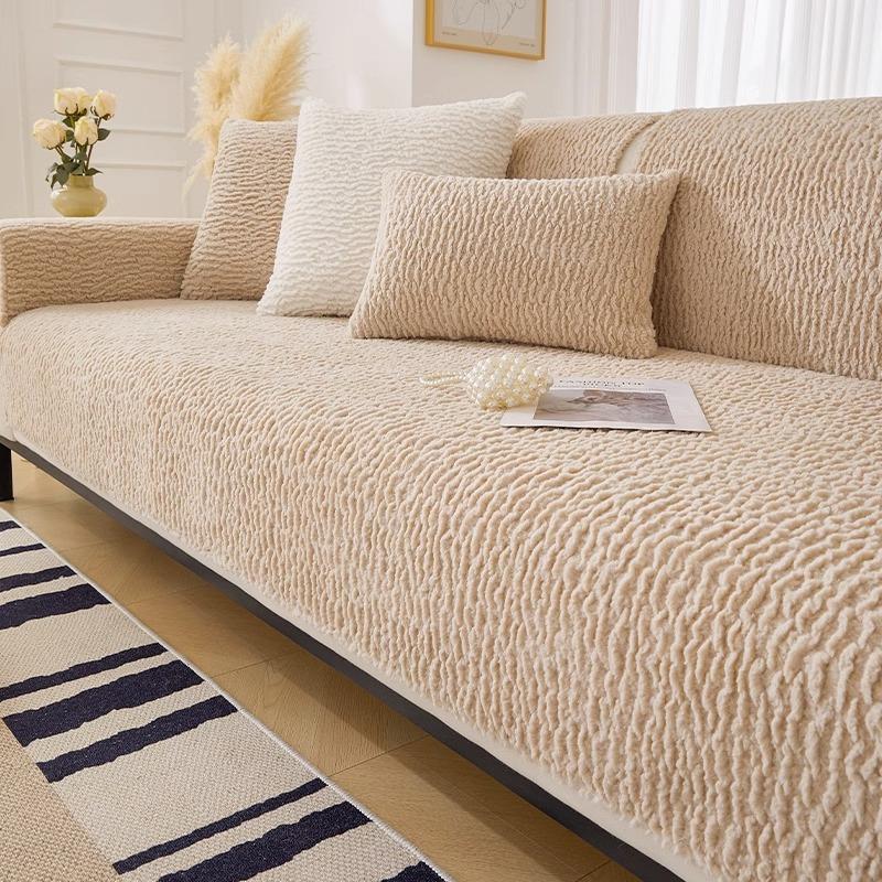Lamb Down Sofa Cushion Universal Healing System Leather Sofa Cover Cover Non-slip Cushion Back Cover Cloth Towel.