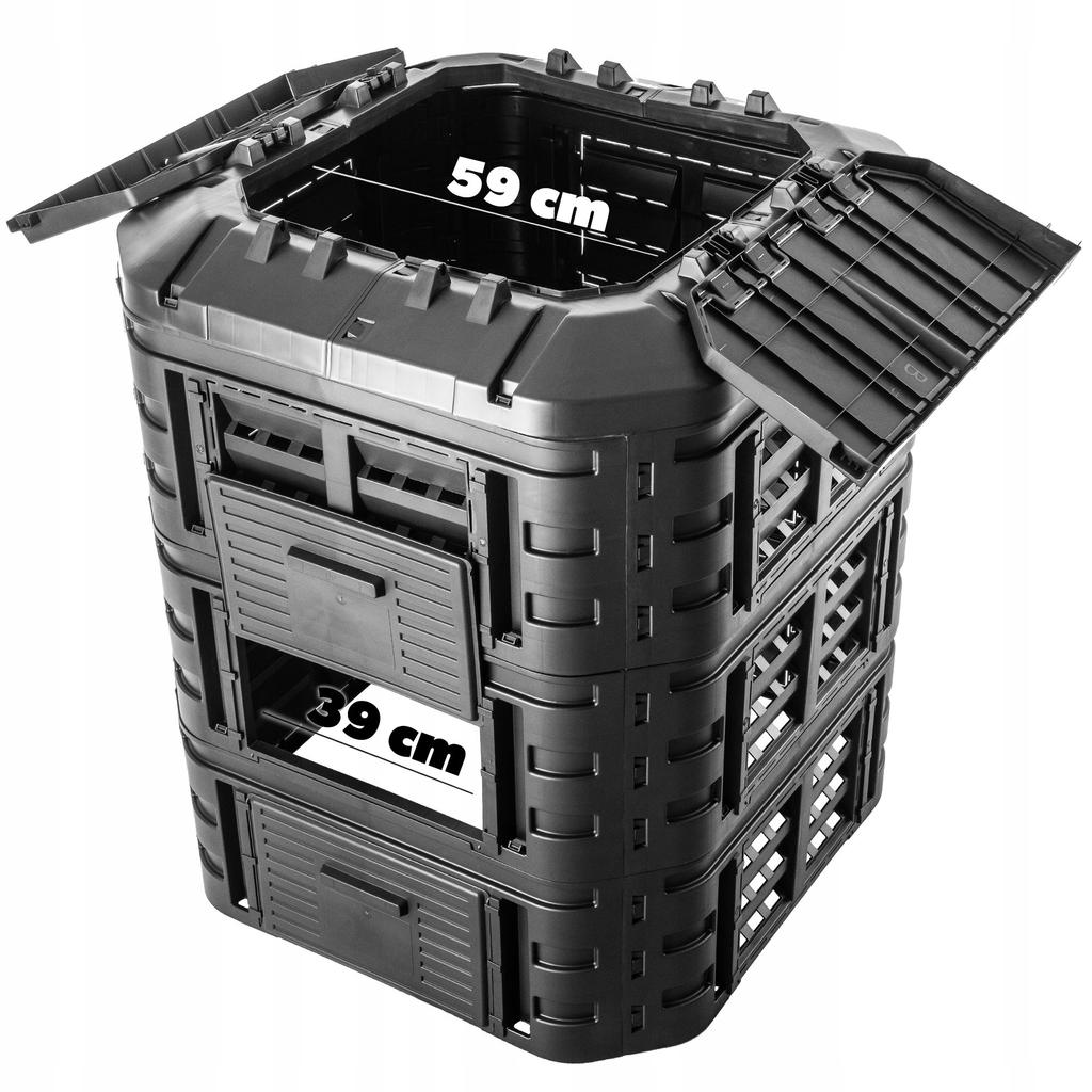 KADAX Garden Composter Modular 860L Frost-resistant Year-Round Black