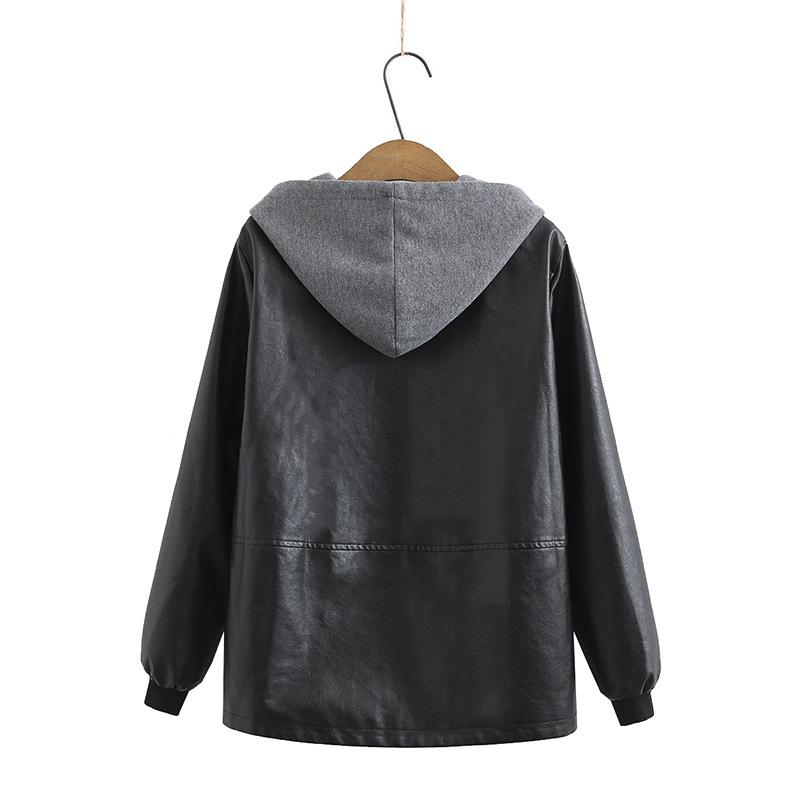 Spring and Autumn Winter Short Women's Plus Size Thin Coat Solid Color Hooded Casual Loose Zipper Versatile Coat