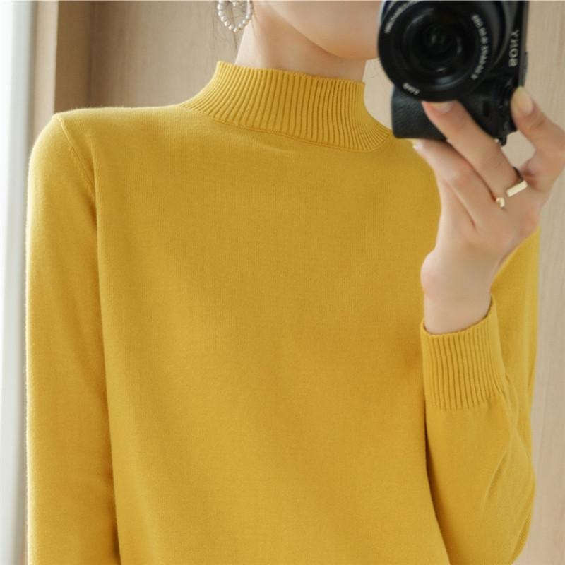 Damegenser MODERN NEW SAGA Vårullgensere Turtleneck strikket genser Høst Dame Jumper Strikket Topp