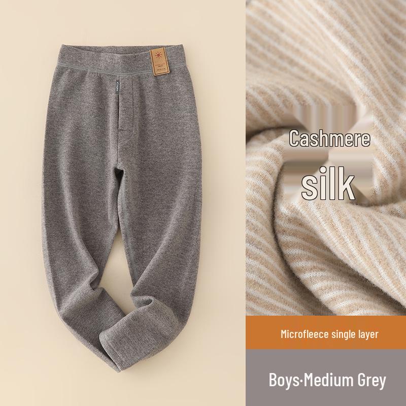 Kinder Kaschmir Seide Fleecegefütterte Winterhose: Warme, hochtaillierte Leggings für Jungen & Mädchen