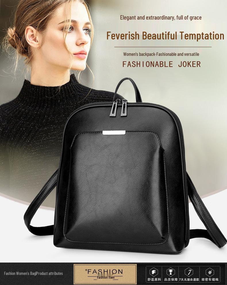 Stilvoller Damen College Rucksack & Umhängetasche in Unifarben - PU-Leder Casual Mode für Reisen & Studenten