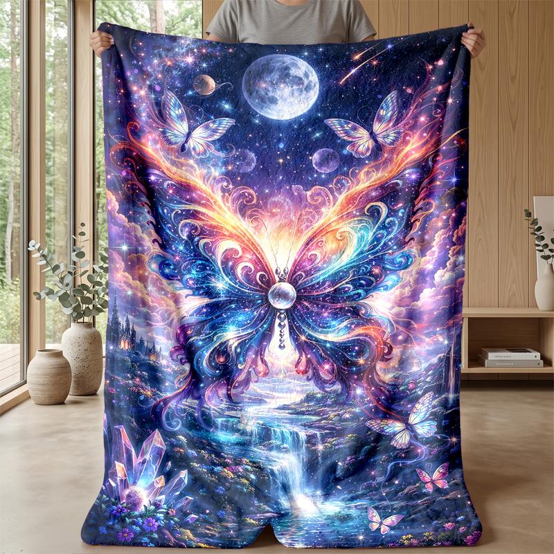 Fantastic Butterfly Woods Theme blanket Lightweight Warm Flannel Blanket Decorative Throw Blanket for Home Decoration