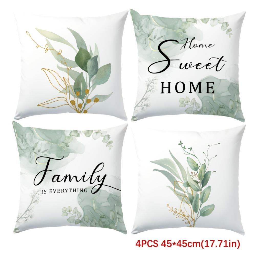 Home Decor Green Floral Decorative Pillow Cover Pattern Cushion Cover Suitable For Sofa Bedroom Car Pillow Cover