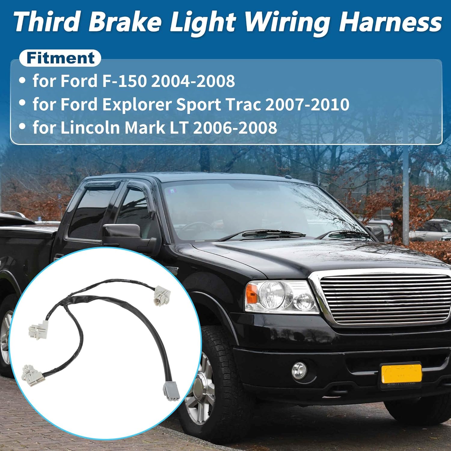 4L3Z-13A625-AA Third Brake Light Wire Harness for Ford F150 2004-2008 Brake Light Wiring for Ford Explorer Sport Trac 2007-2010 for Lincoln Mark LT