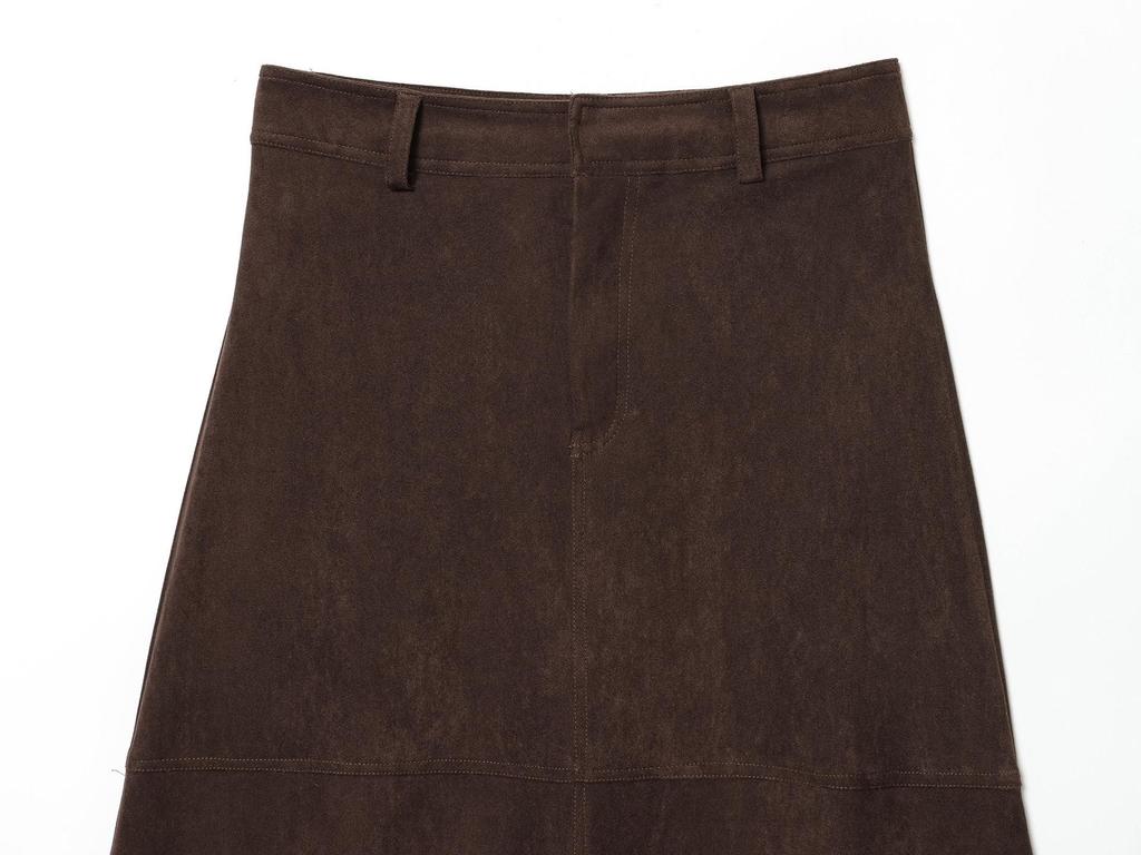 European and American Style Suede Texture Vest and Midi Skirt Set - Autumn Collection