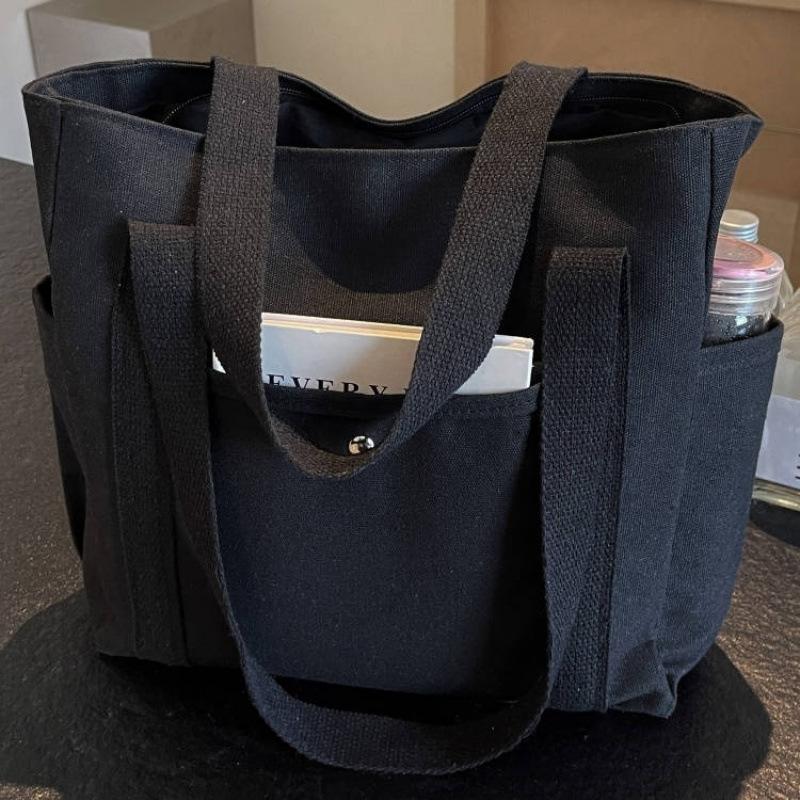 Large-capacity canvas tote canvas bag for going to work, high-value and versatile literary and artistic student one-shoulder bag
