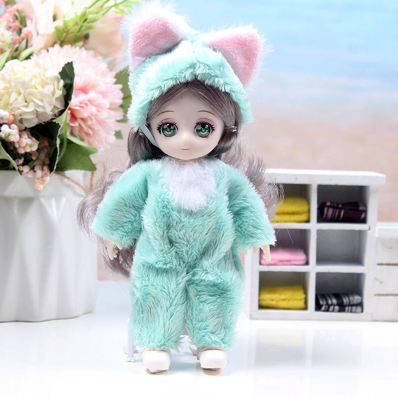 BJD Doll Movable Joints Plush Clothes Girl Doll 17cm Birthday Dress Up Toy Gifts