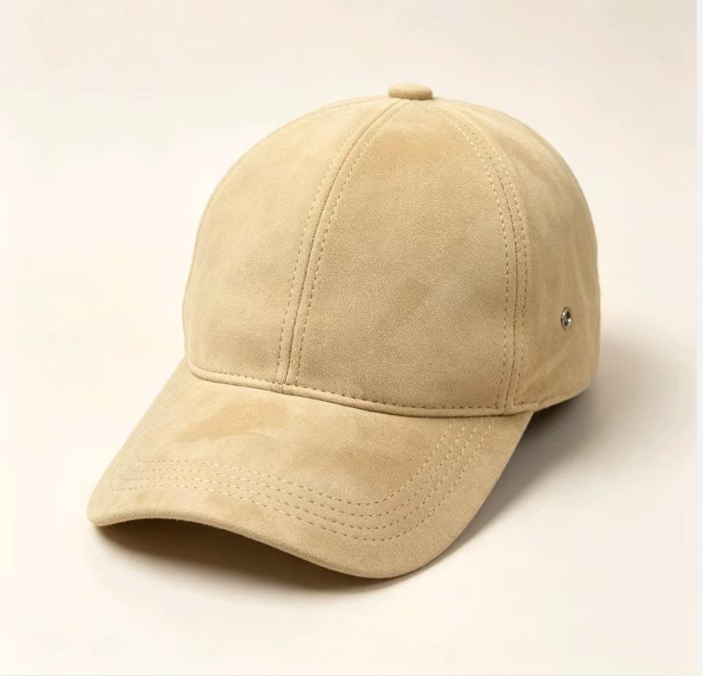 Cashmere leather baseball cap autumn and