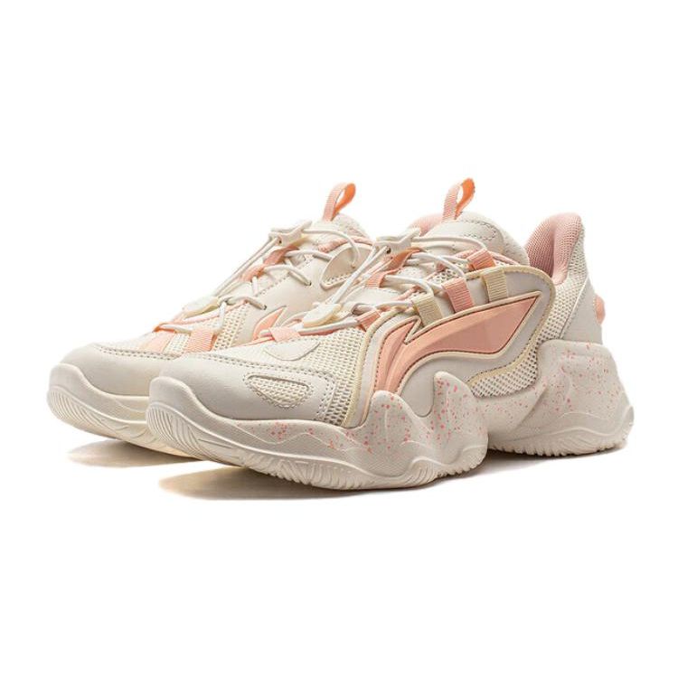 Li Ning Comfortable Low Top Kids Casual Shoes Kids Casual Shoes White Pink YKCQ198-22