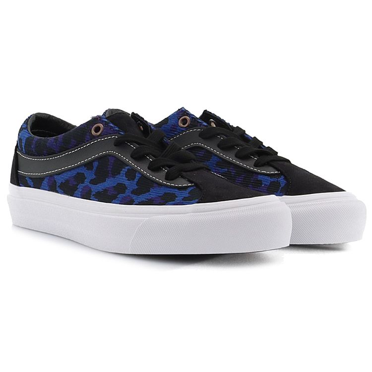 Vans Bold Ni Fabric Leopard Print Animal Pattern Casual Sports Canvas Durable Lightweight Low Top Skate Shoes Women Sneaker Deep-Blue VN0A5DYA8H8