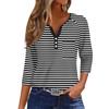 Ladies Casual Fashion V-neck Loose Versatile Striped Print Three-quarter Sleeves