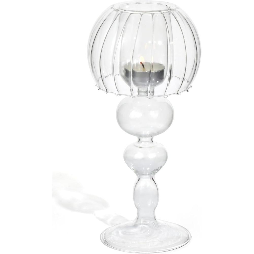 Nordic Transparent Desk Lamp Shaped Glass Candle Holders Creative Modern Style Candle Holder for Table Centerpiece Wedding Decor