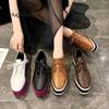 Fashion High Platform Sneakers Woman Brand Design Red Blue Strap Derby Shoes Ladies Snakes Print Lace Up Creeper Zapatos Plus Size