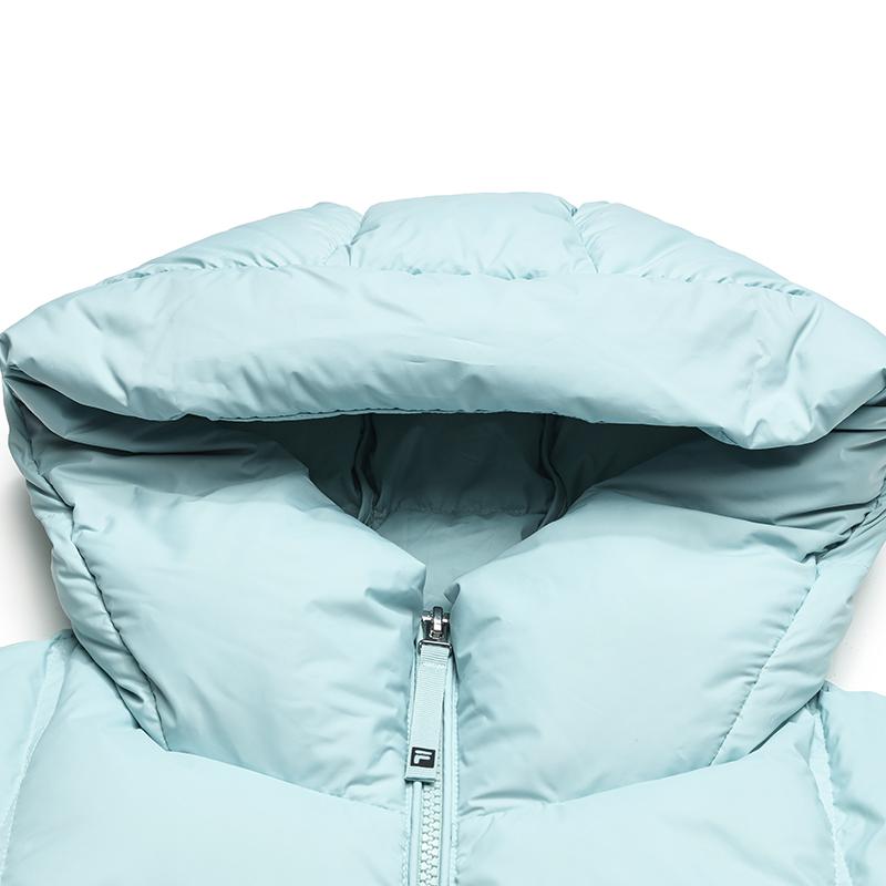 Fila White Casual Commuter Trendy Fresh Comfortable Versatile Slightly Stretchy Goose Down Warm Hooded Down Jacket Women Outerwear F11W543916FLG