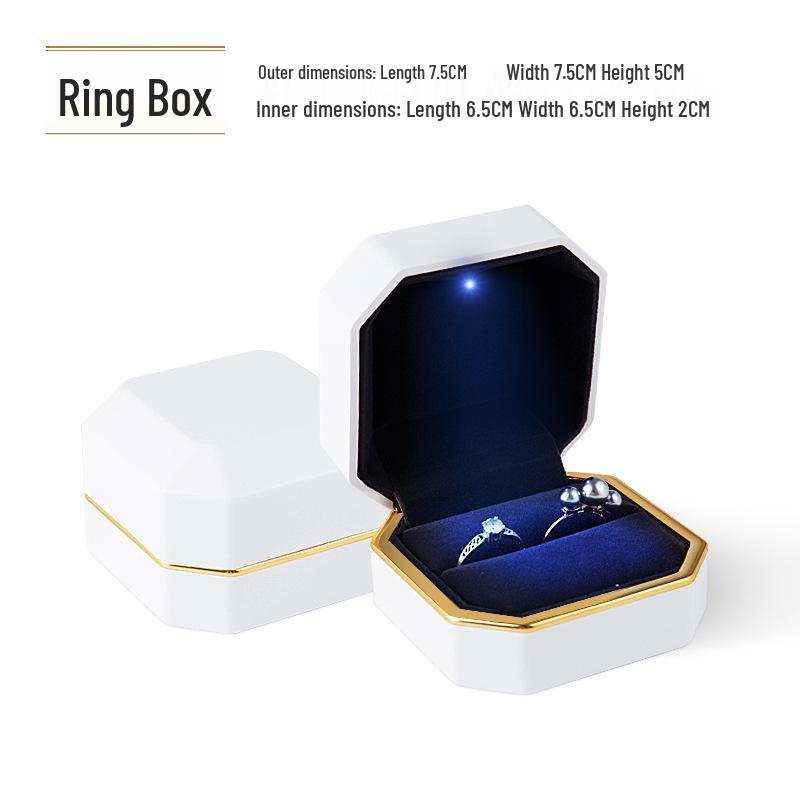 LED Light Lacquer Jewelry Box for Pendants, Bracelets, Rings, Charms, Bangles, Diamonds, Necklaces, and Couple Rings.