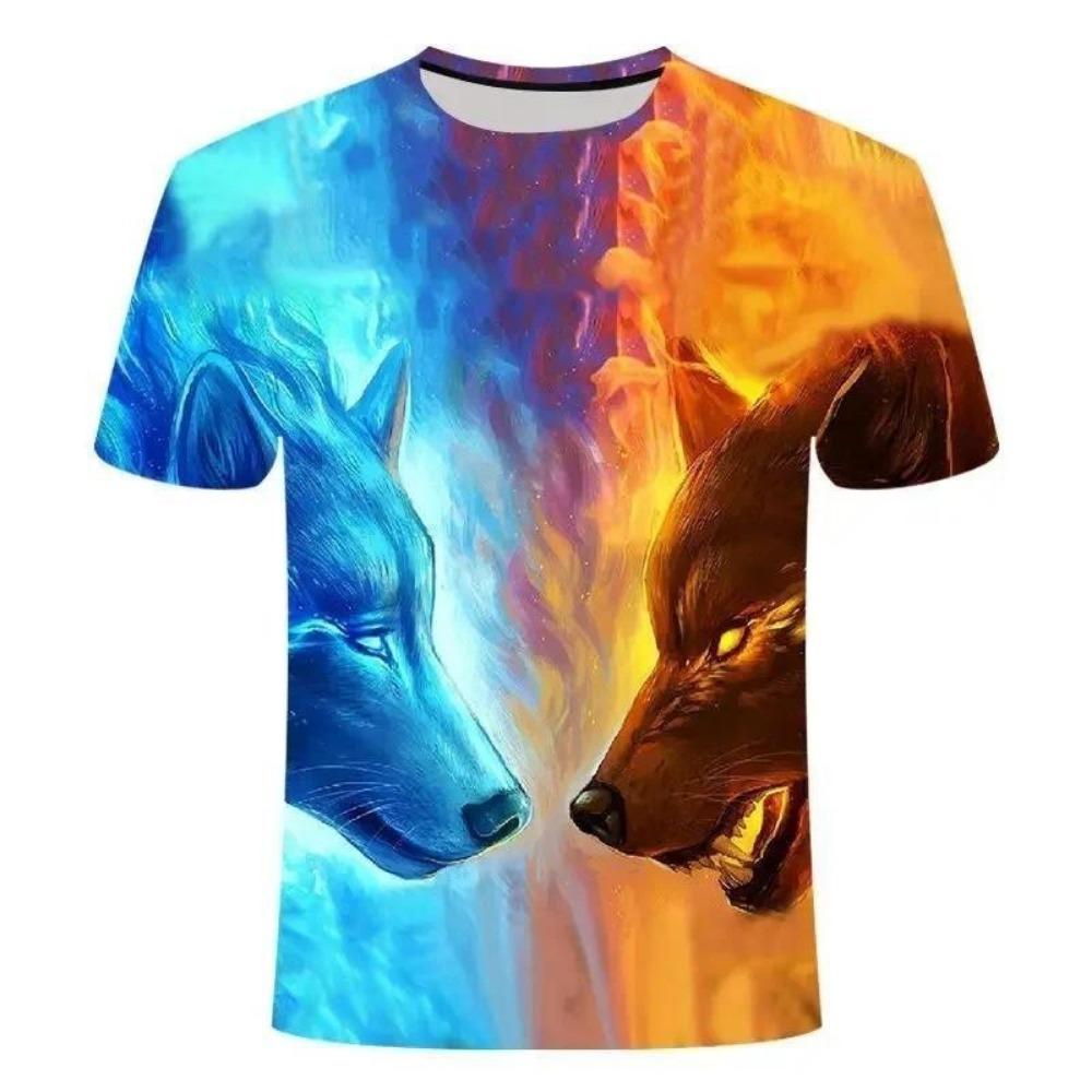 New Pattern Wolf T-shirt Men's and Women's Fashion T-shirt 3D Casual Shirt