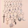 Cute Sun Moon Keychain Metal Cross Keyring Pendants for Car Key Holder Women Girls Handbag Accessories DIY Jewelry Gifts