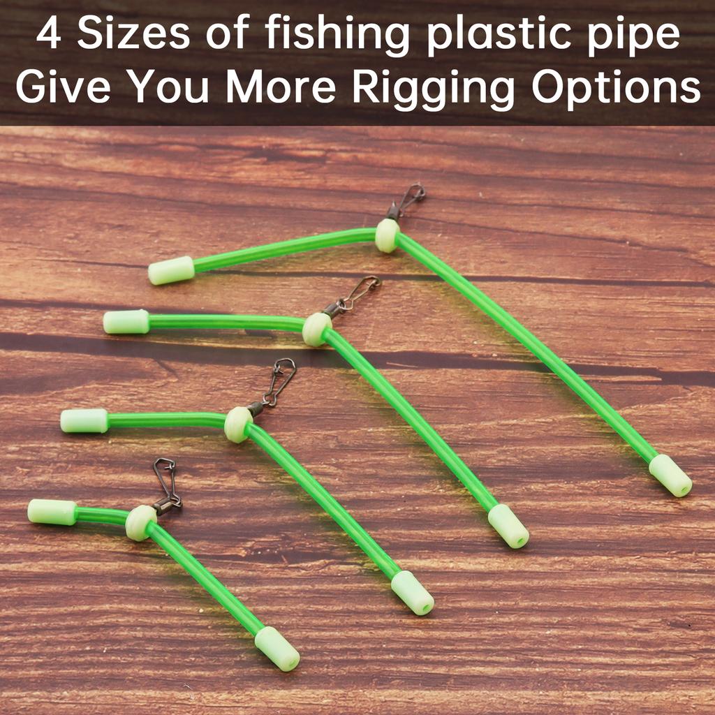 Fishing Float Adjuster Kit,4pcs Small Luminous PVC Balance Tubes, Bobber Connector Stops for Sea Fishing Rigs,Green