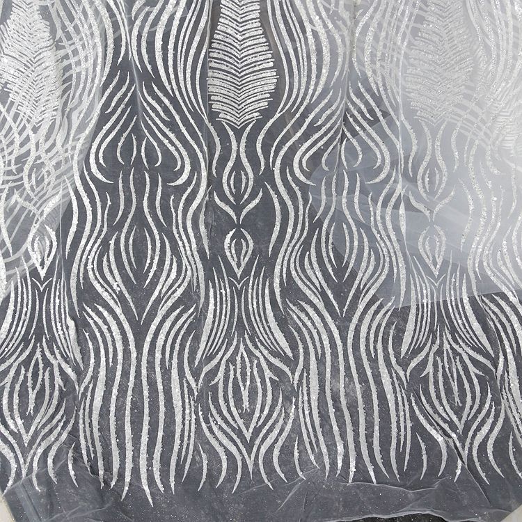 

Shiny and anti-pilling embroidered lace fabric suitable for wedding dresses formal gowns and DIY handmade clothing fabrics 1.35M&1M белый